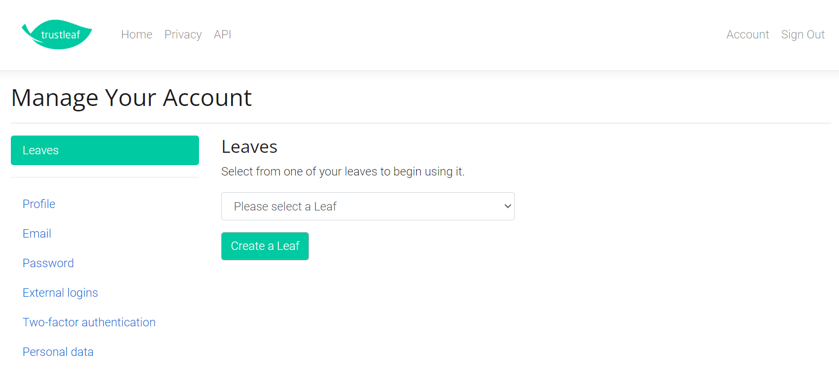 Create Your New Leaf Status Page Screen